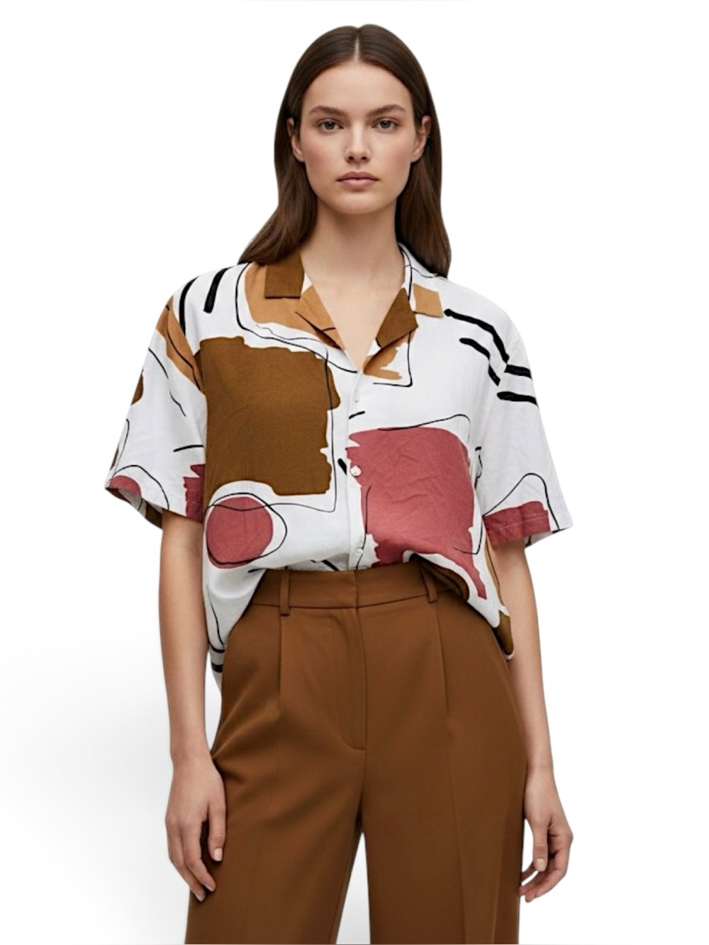 Zara Unisex Short Sleeve Abstract Print Button-Down Shirt SZ M